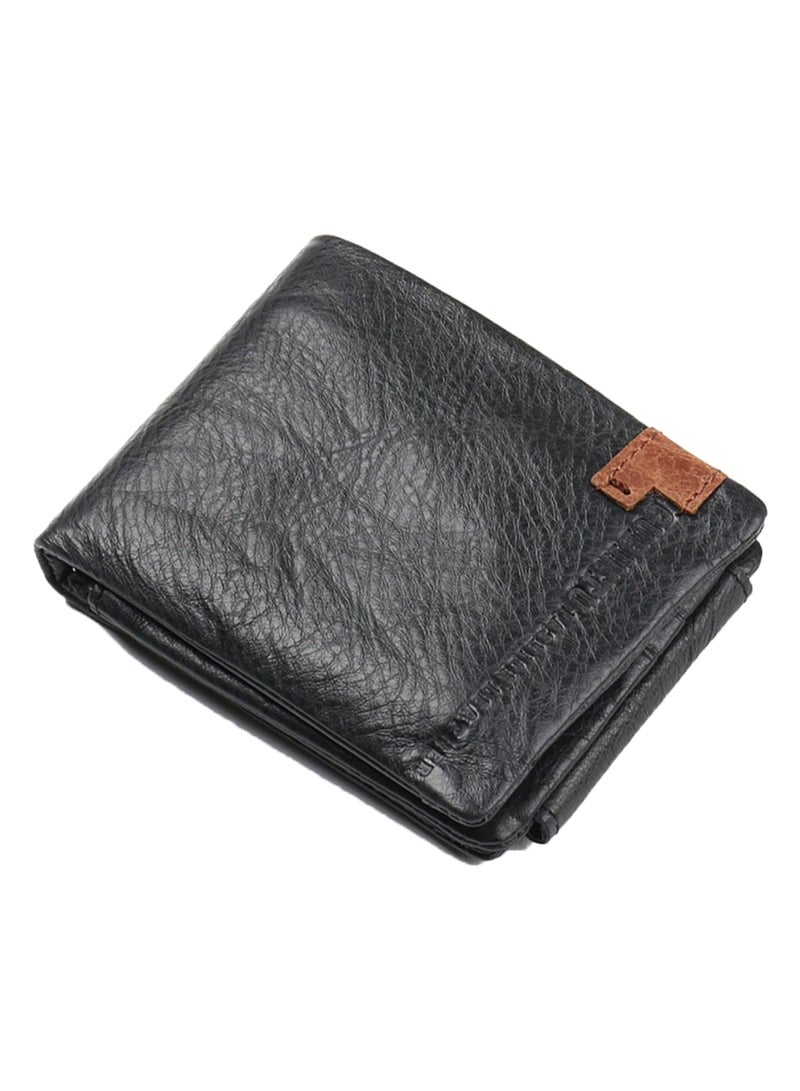 Snap-Fastener Casual Style Wallet Black