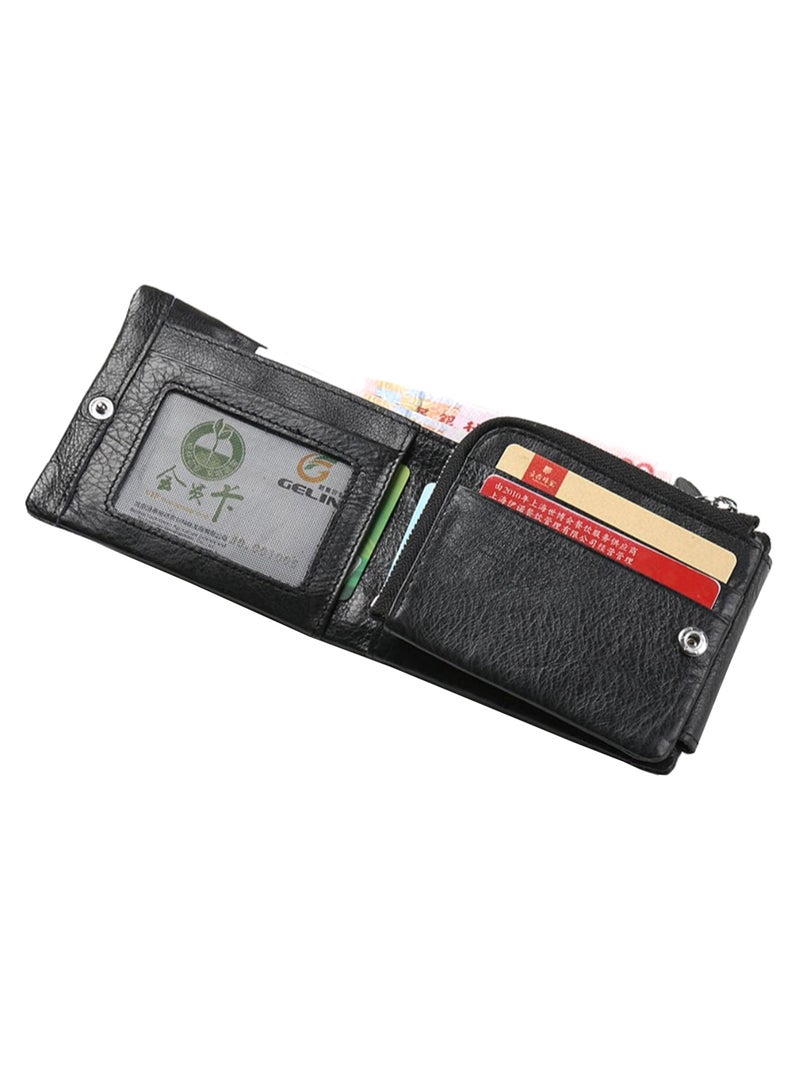 Snap-Fastener Casual Style Wallet Black