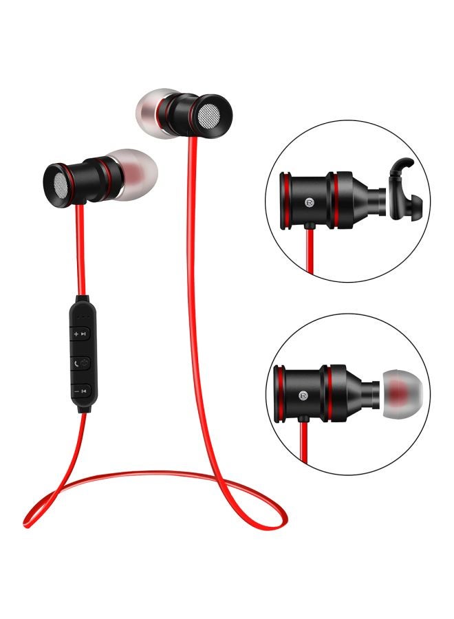 BTH-828 Bluetooth In-Ear Earphones With Mic Red/Black - Image 2