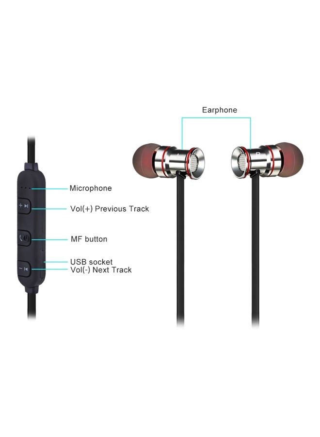 BTH-828 Bluetooth In-Ear Earphones With Mic Red/Black - Image 5