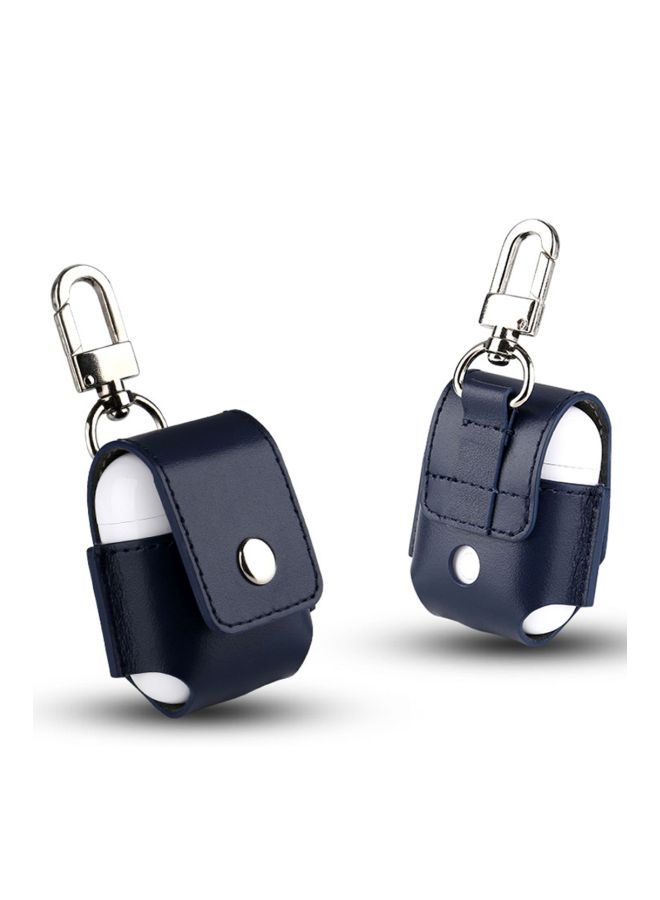 Generic - Bluetooth Earphone Leather Protective Bag For Apple AirPods Navy Blue - Image 1