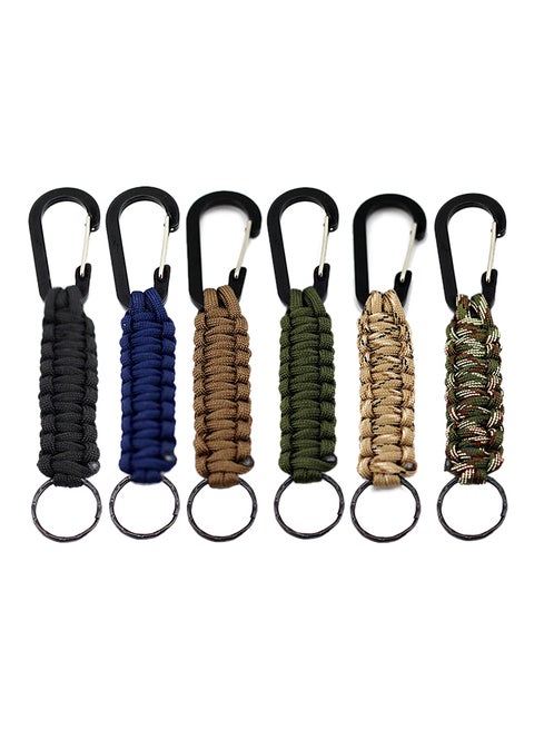 6-Piece Paracord Braided Lanyards With Carabiner Clip Set 17 x 3 x 12cm
