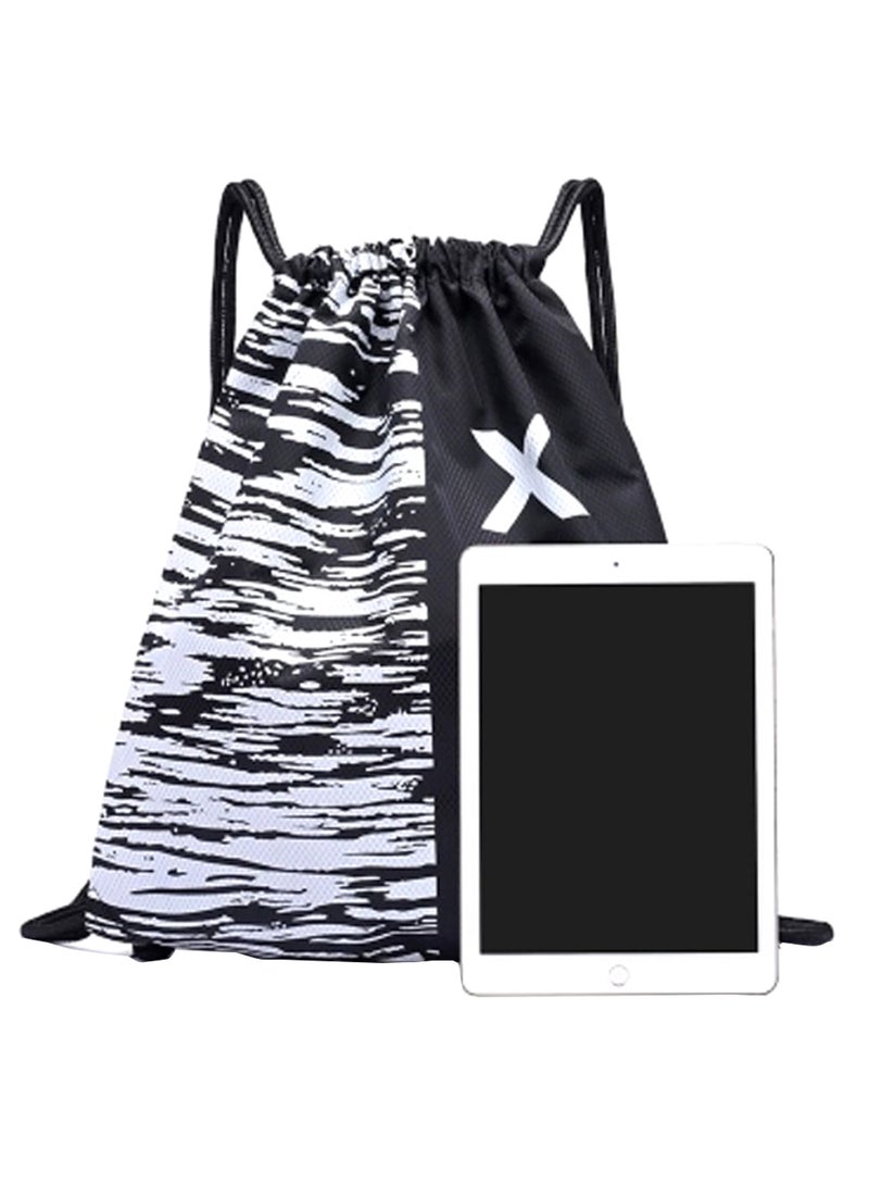 Letter Printed Drawstring Backpack Black/White