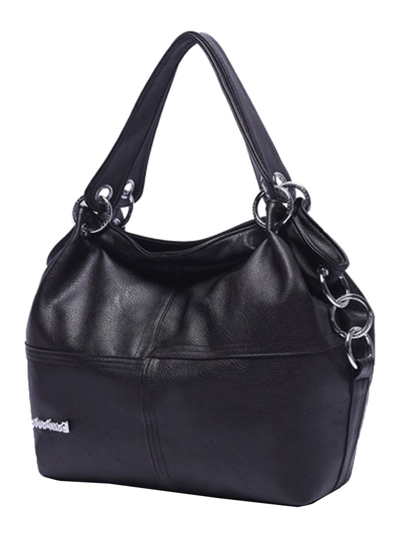 Brief Design Solid Tote Bag Black  - Image 2