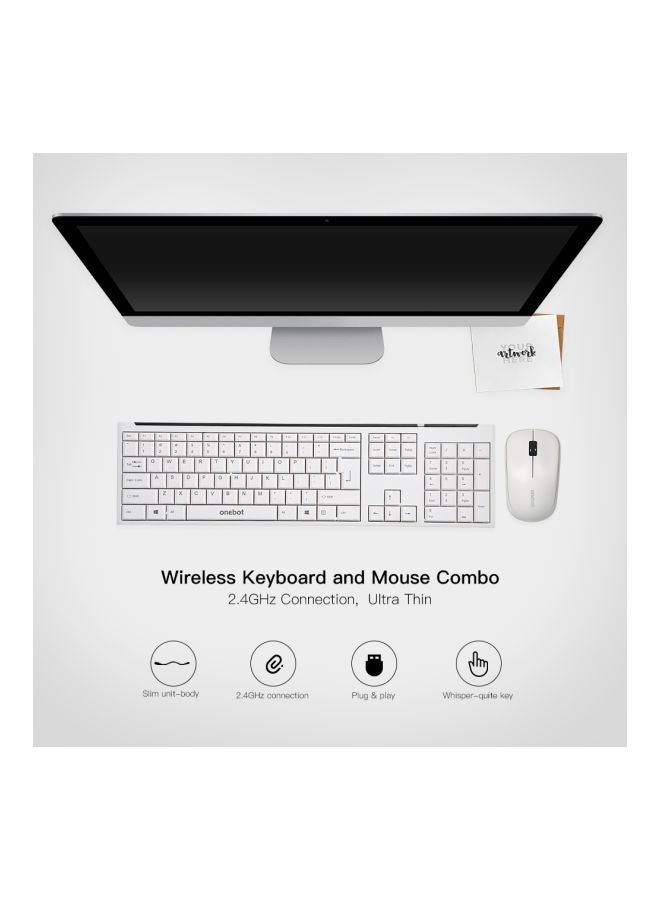 onebot 2-Piece Wireless Keyboard And Mouse Set White  - Image 3