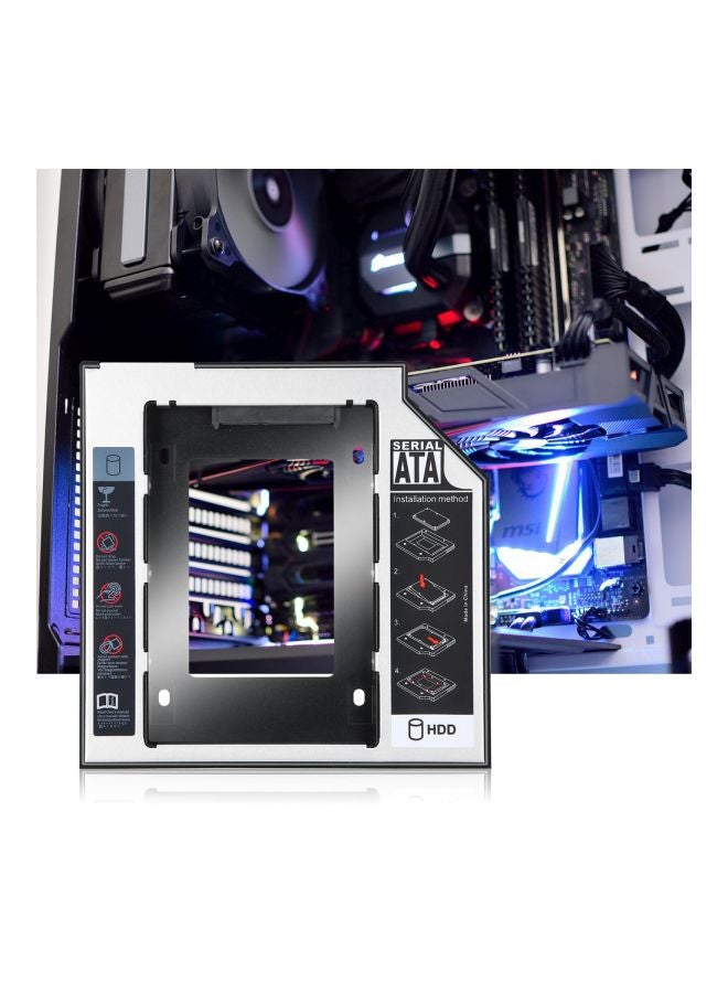 ماركة غير محددة - علبة محرك أقراص صلبة HDD SSD ساتا الثاني الشاملة للمنفذ البصري CD/DVD-ROM أسود - Image 1