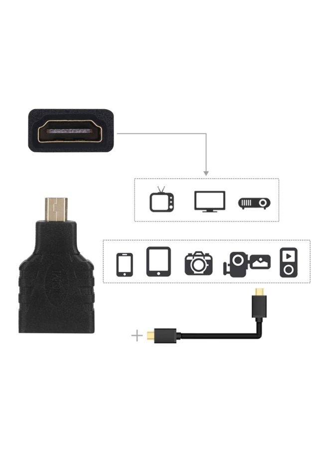 180-Degree HDMI Female To Micro HDMI Male Adapter Black/Gold  - Image 2