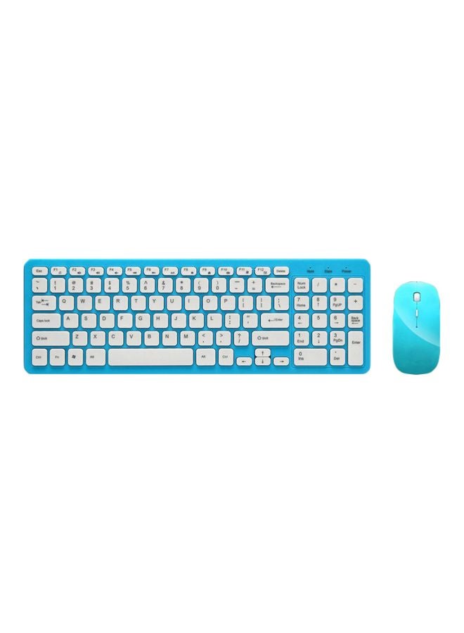 Wireless Keyboard And Mouse Set Blue/White - Image 1