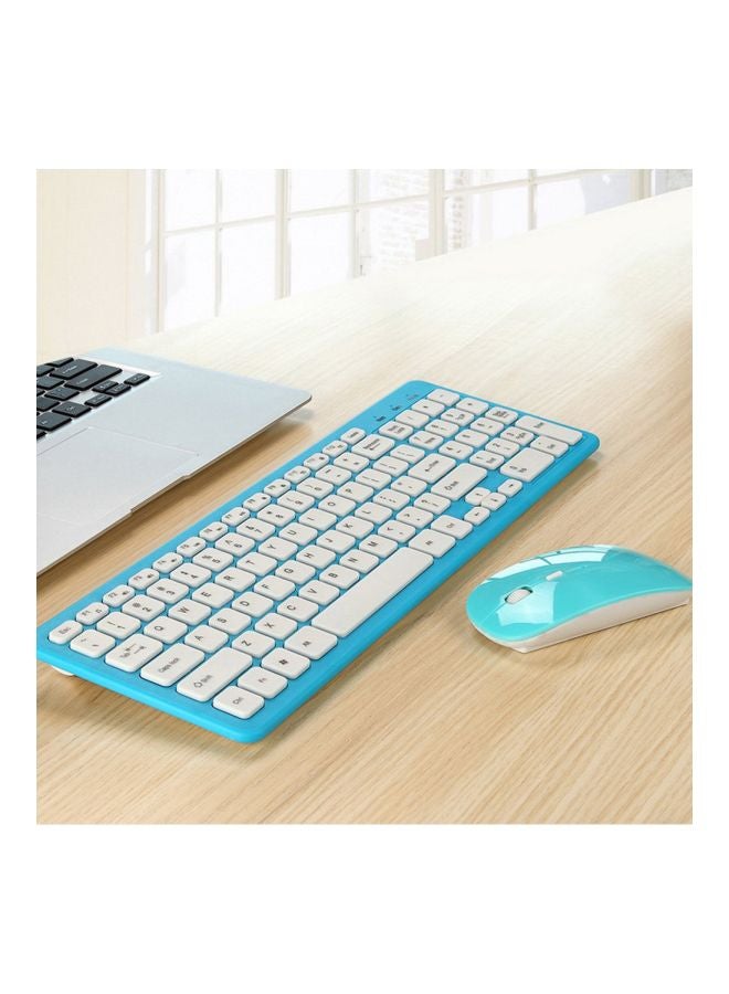 Wireless Keyboard And Mouse Set Blue/White - Image 2