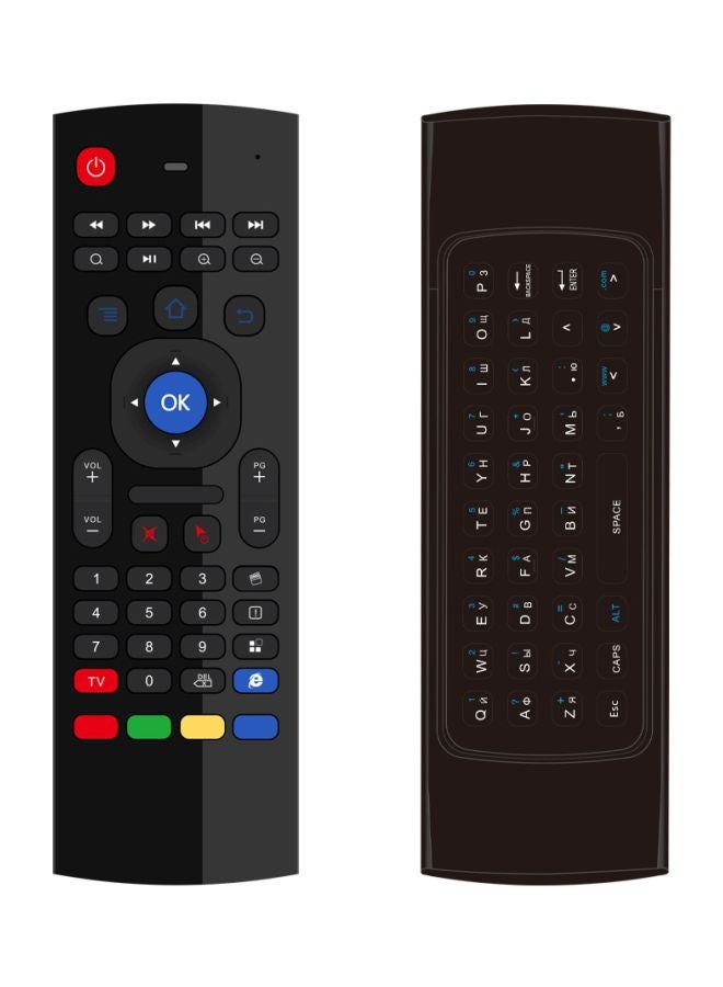 ال دبليو الميزات الرئيسية: ماوس هوائي صغير MX32.4 جيجاهرتز إصدار روسي، لوحة مفاتيح كويرتي كاملة، لوحة مفاتيح ذكية، جهاز تحكم عن بعد بخاصية التعلم بالأشعة تحت الحمراء، لوحة مفاتيح MX3 كاملة وجهاز استشعار الحركة عن بعد للتلفاز يسمح بالتحكم في الماوس على أنه يلوح بنطاق التردد عن بعد: 2.4-44835 جيجاهرتز وظيفة قابلة للترقية لألعاب الحركة 2.4 جيجا نقل يصل إلى 15 متراً، يمتاز يتوفير بطارية بفعالية، يتحول إلى وضع السكون لمدة 20 ثانية، ليصبح غير نشط أسود - Image 4