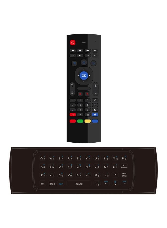 ال دبليو الميزات الرئيسية: ماوس هوائي صغير MX32.4 جيجاهرتز إصدار روسي، لوحة مفاتيح كويرتي كاملة، لوحة مفاتيح ذكية، جهاز تحكم عن بعد بخاصية التعلم بالأشعة تحت الحمراء، لوحة مفاتيح MX3 كاملة وجهاز استشعار الحركة عن بعد للتلفاز يسمح بالتحكم في الماوس على أنه يلوح بنطاق التردد عن بعد: 2.4-44835 جيجاهرتز وظيفة قابلة للترقية لألعاب الحركة 2.4 جيجا نقل يصل إلى 15 متراً، يمتاز يتوفير بطارية بفعالية، يتحول إلى وضع السكون لمدة 20 ثانية، ليصبح غير نشط أسود - Image 2