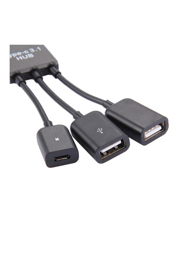 3 Port USB To Type C OTG HUB Black  - Image 4
