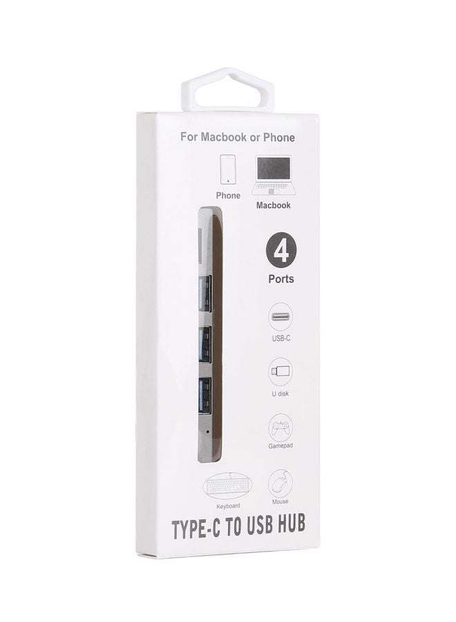 3-Port USB 3.0 To Type-C USB Hub With Card Reader Grey