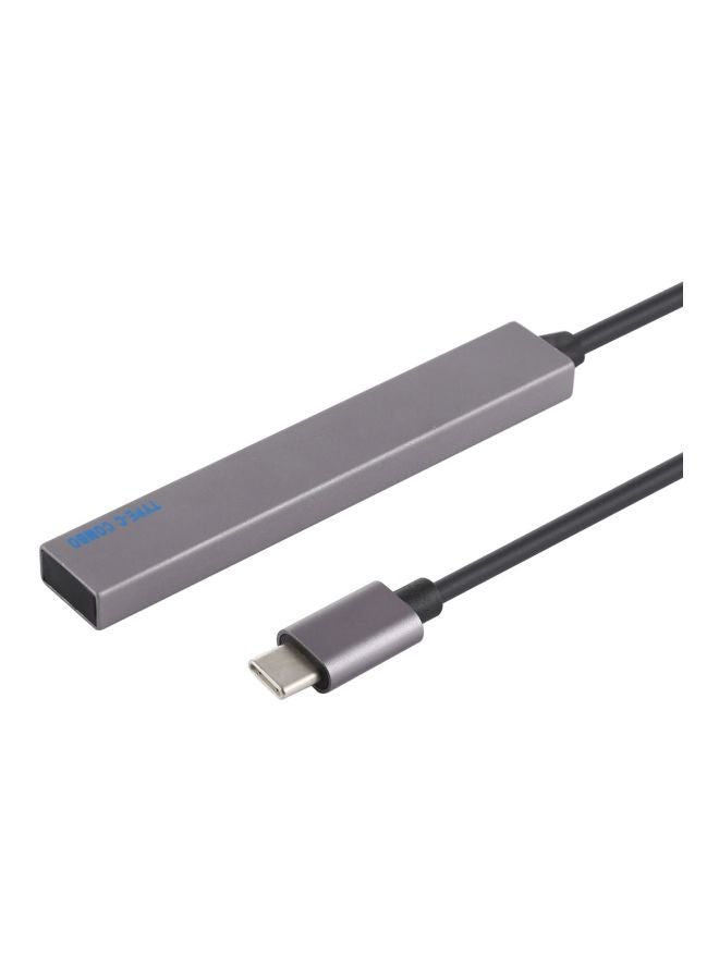 3-Port USB 3.0 To Type-C USB Hub With Card Reader Grey