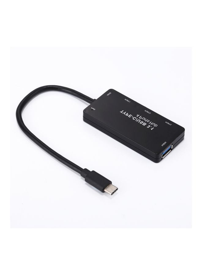 موزِّع بـ4 منافذ USB Type-C أسود - Image 3