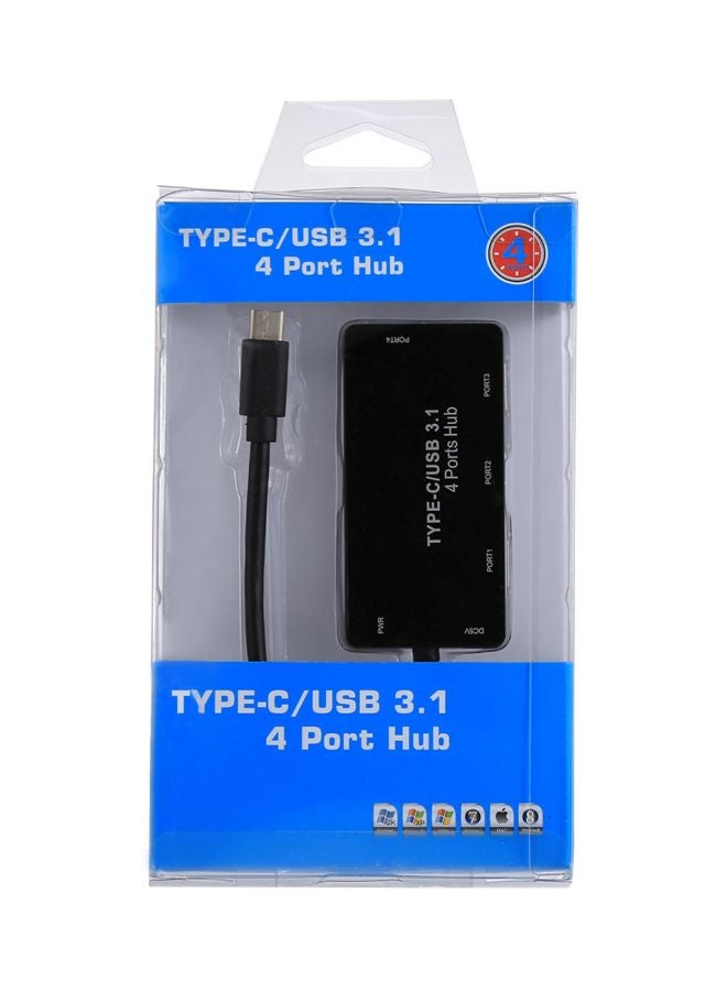 موزِّع بـ4 منافذ USB Type-C أسود - Image 2