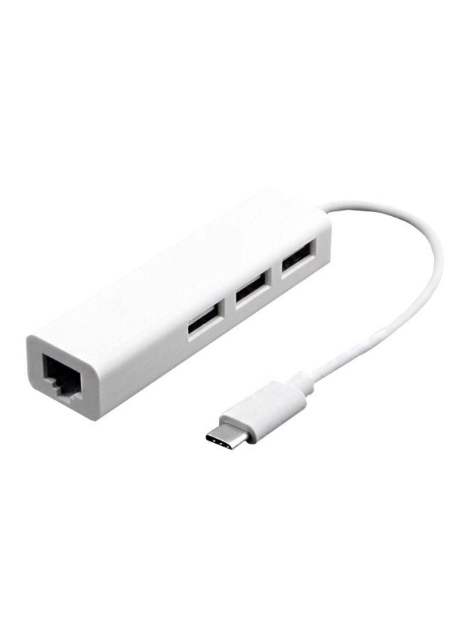 موزع بثلاثة منافذ من USB إلى Type C أبيض - Image 1