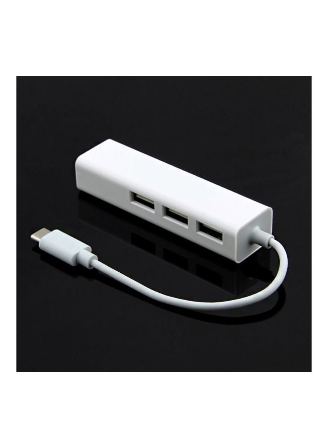 موزع بثلاثة منافذ من USB إلى Type C أبيض - Image 3