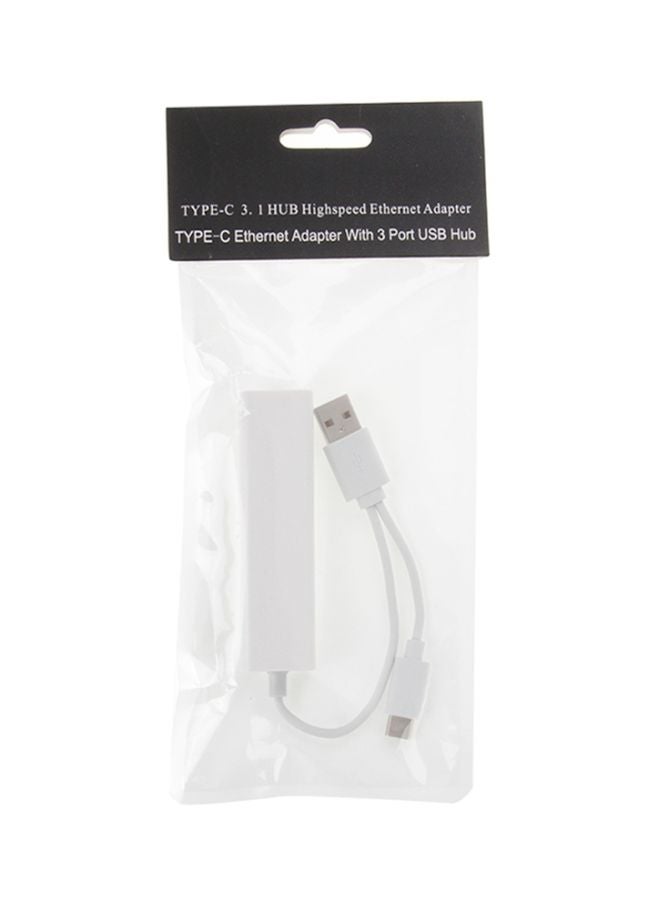 موزع منافذ Type-C USB مع محول إيثرنت أبيض - Image 3