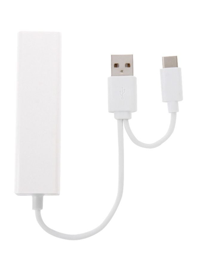 موزع منافذ Type-C USB مع محول إيثرنت أبيض - Image 2
