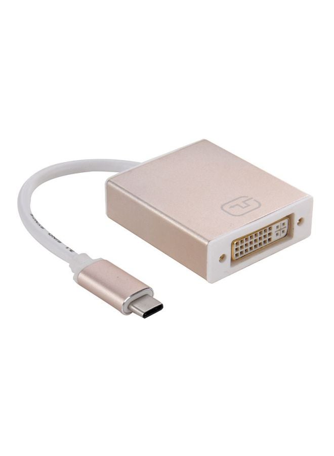 USB-C/Type-C 3.1 To DVI 24+5 Adapter Cable Gold/White - Image 1