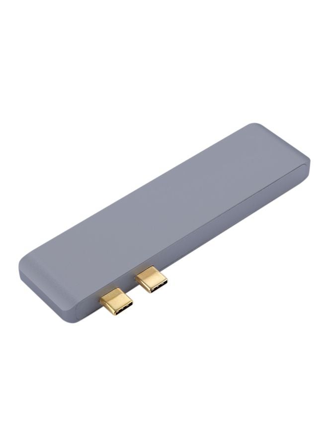 موزع 6 في 1 متعدد الوظائف بمنفذ USB Type-C رمادي - Image 3
