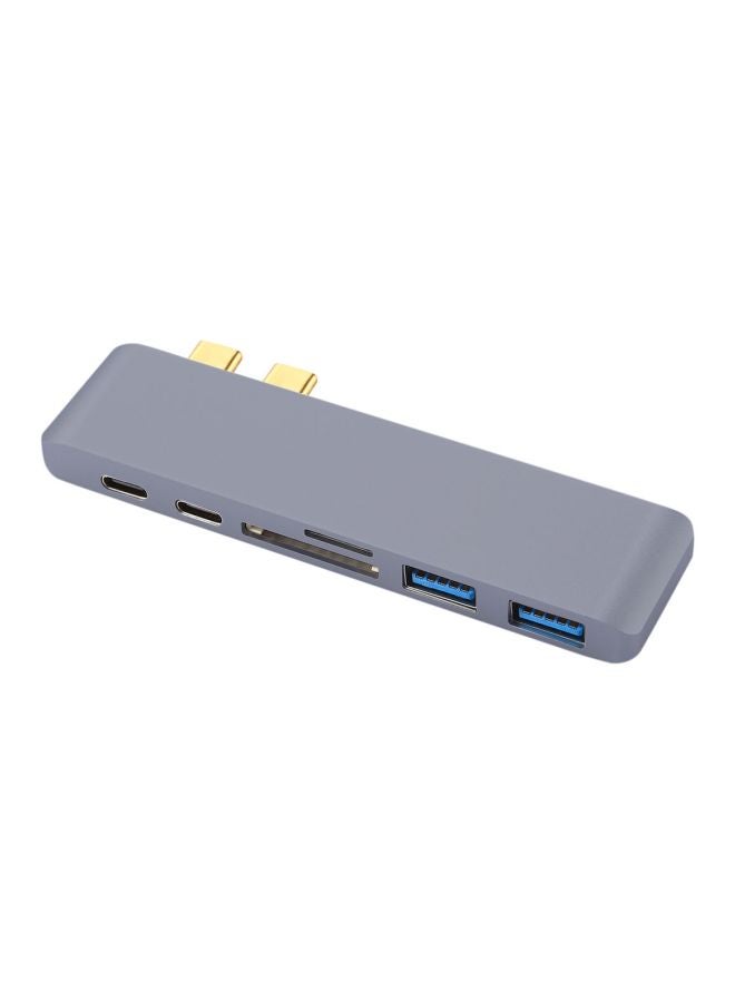 موزع 6 في 1 متعدد الوظائف بمنفذ USB Type-C رمادي - Image 1