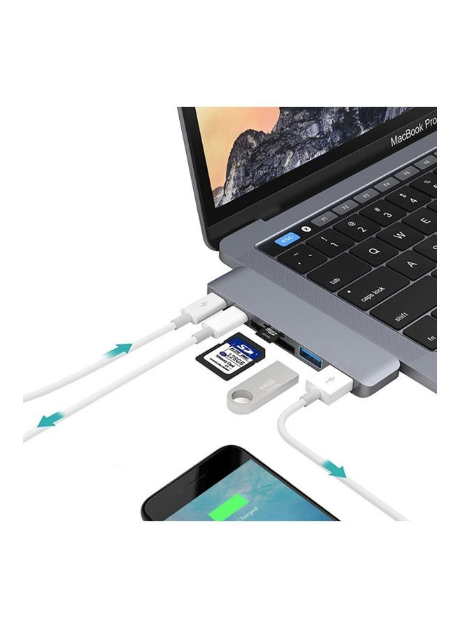 موزع 6 في 1 متعدد الوظائف بمنفذ USB Type-C رمادي - Image 2