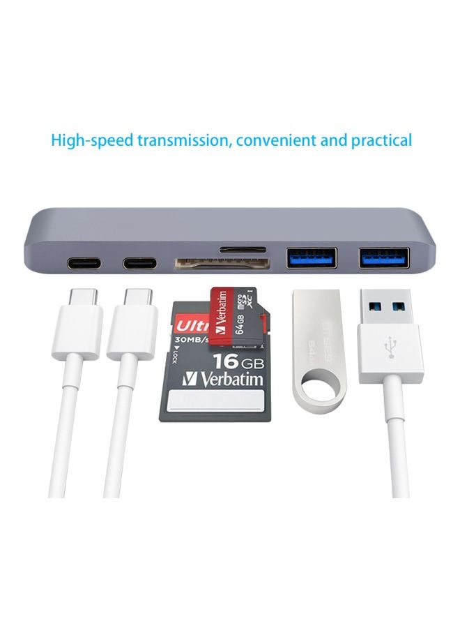 موزع 6 في 1 متعدد الوظائف بمنفذ USB Type-C رمادي - Image 5