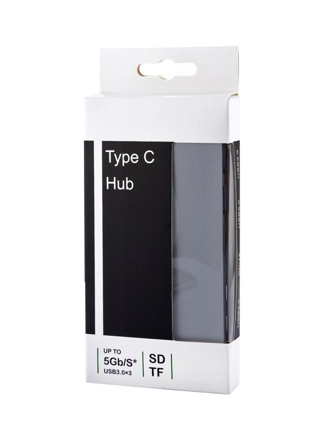 موزع 6 في 1 متعدد الوظائف بمنفذ USB Type-C رمادي - Image 4