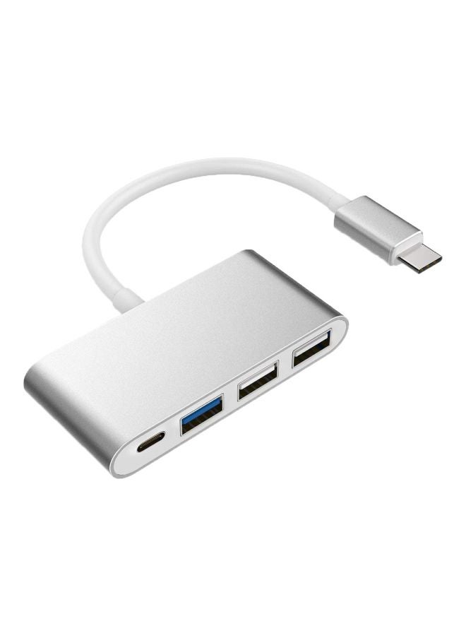 محول وموزع منافذ 4 في 1 من Type C إلى USB فضي - Image 1