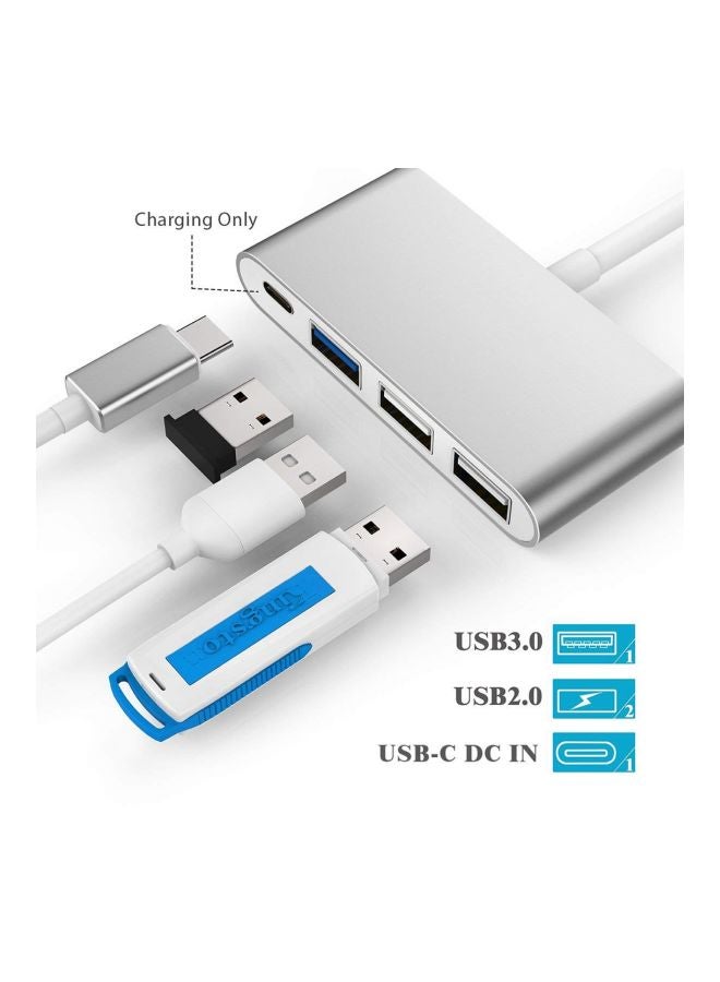 محول وموزع منافذ 4 في 1 من Type C إلى USB فضي - Image 4