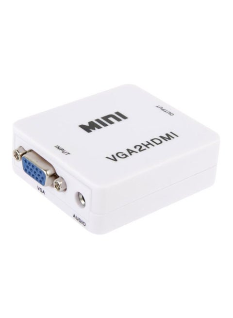 Mini VGA To HDMI  Audio Video Converter Adapter White