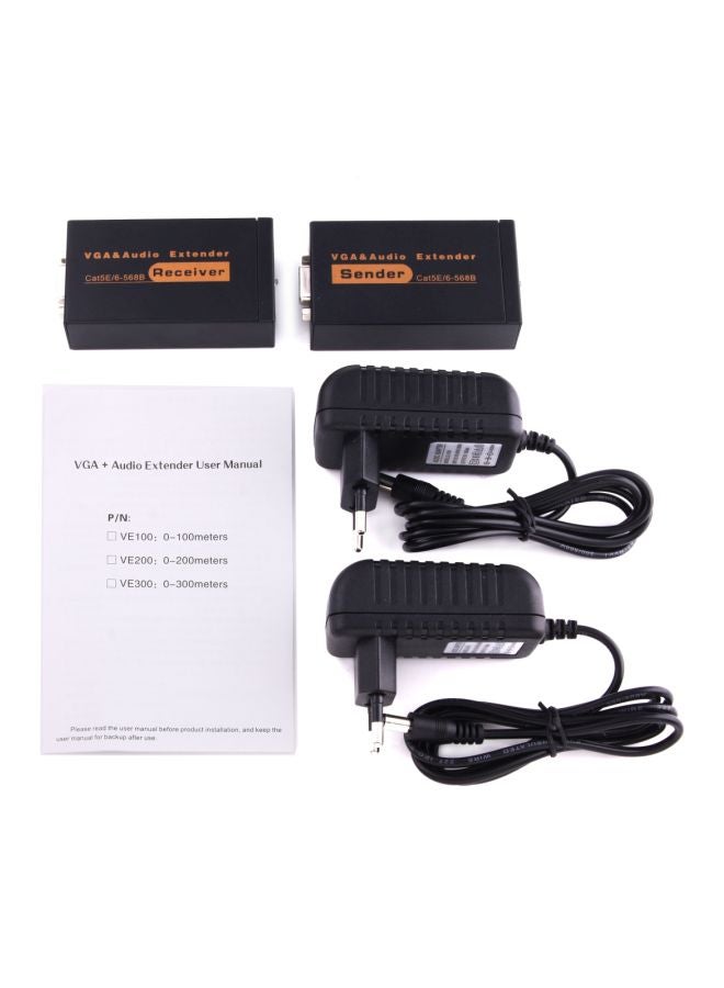 VGA And Audio Network Extender Receiver Black