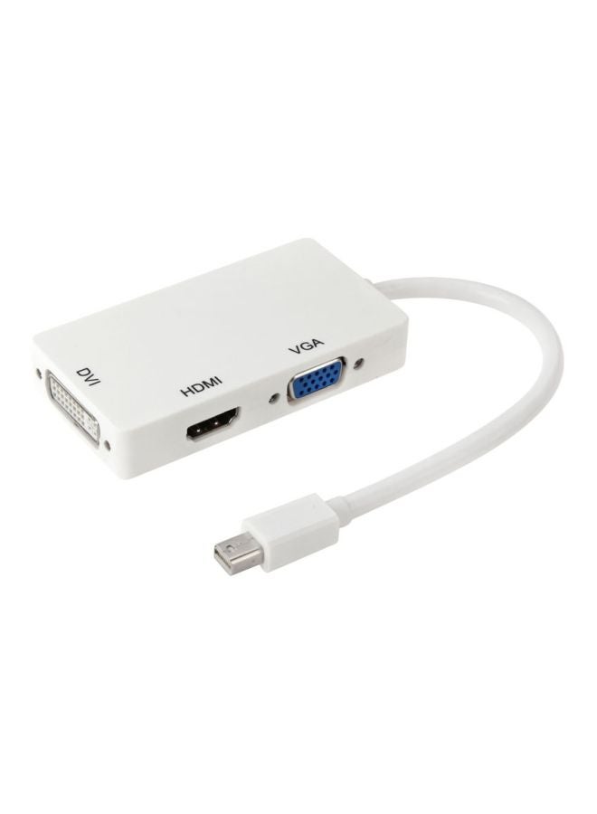 منفذ شاشة 3 في 1 إلى محول أنثى VGA وHDMI وDVI أبيض - Image 1