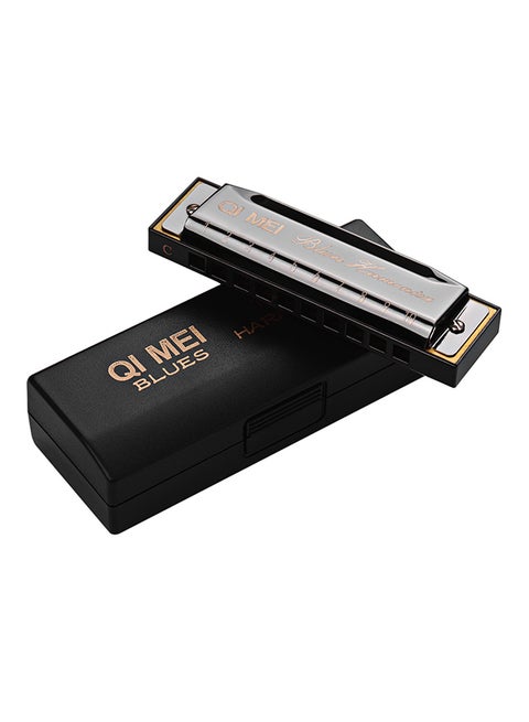 10 Holes Key Of C Blues Harmonica With Cleaning Cloth And Storage Box