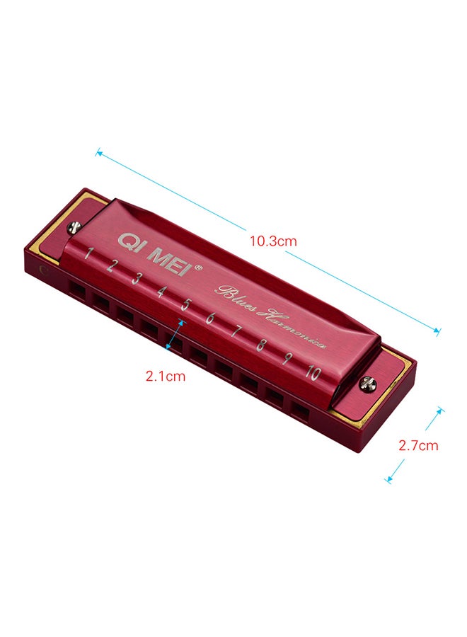 QI MEI 10 Holes Key Of C Blues Harmonica With Cleaning Cloth And Storage Box  - Image 2