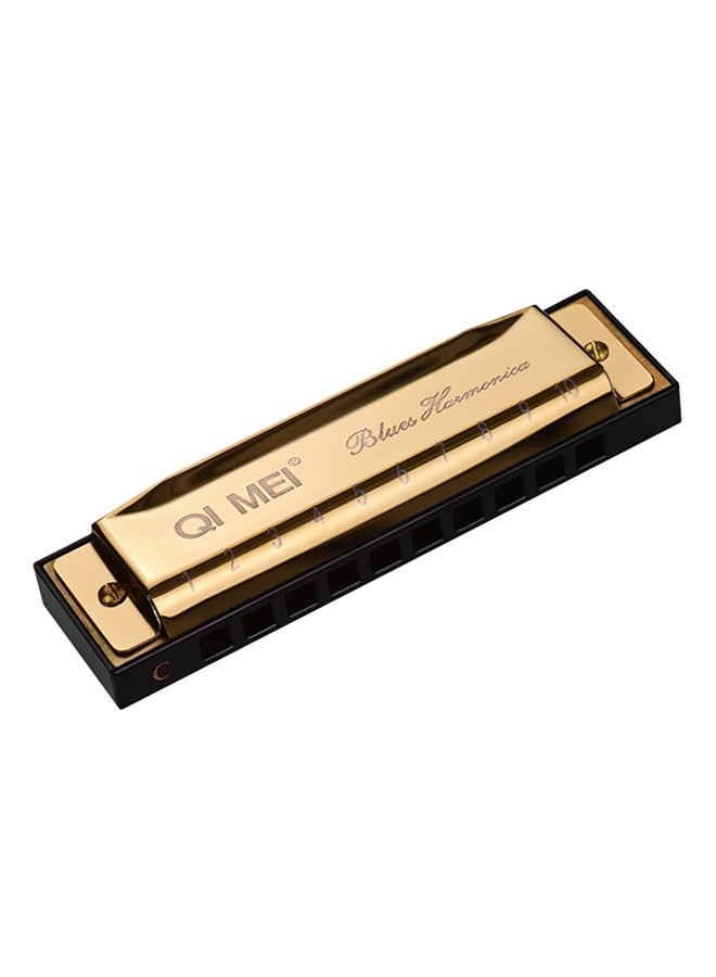 QI MEI 10 Holes Key Of C Blues Harmonica With Cleaning Cloth And Storage Box 