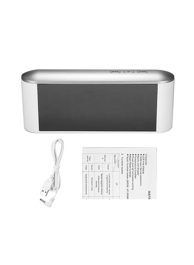 Digital Display Touch Control Usb Powered Alarm Clock white 19.5 x 4.5 x 7.7cm - Image 2