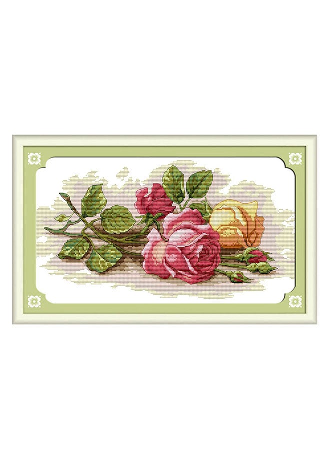 خلفيات طبيعية بنقشة ورود مطرزة يدوياً يمكنك تعليقها بنفسك أخضر 45x29سم  - Image 1