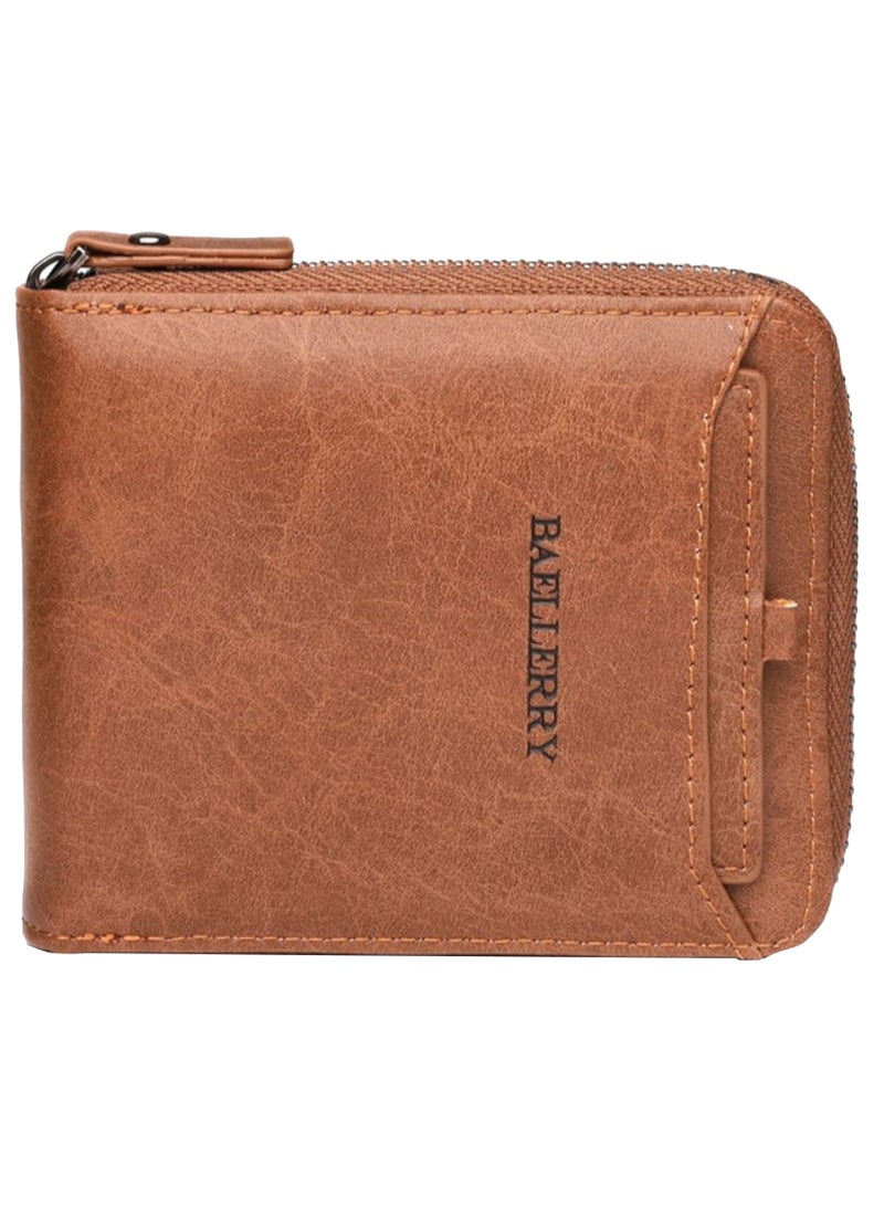 Letter Pattern Retro Style Wallet Brown