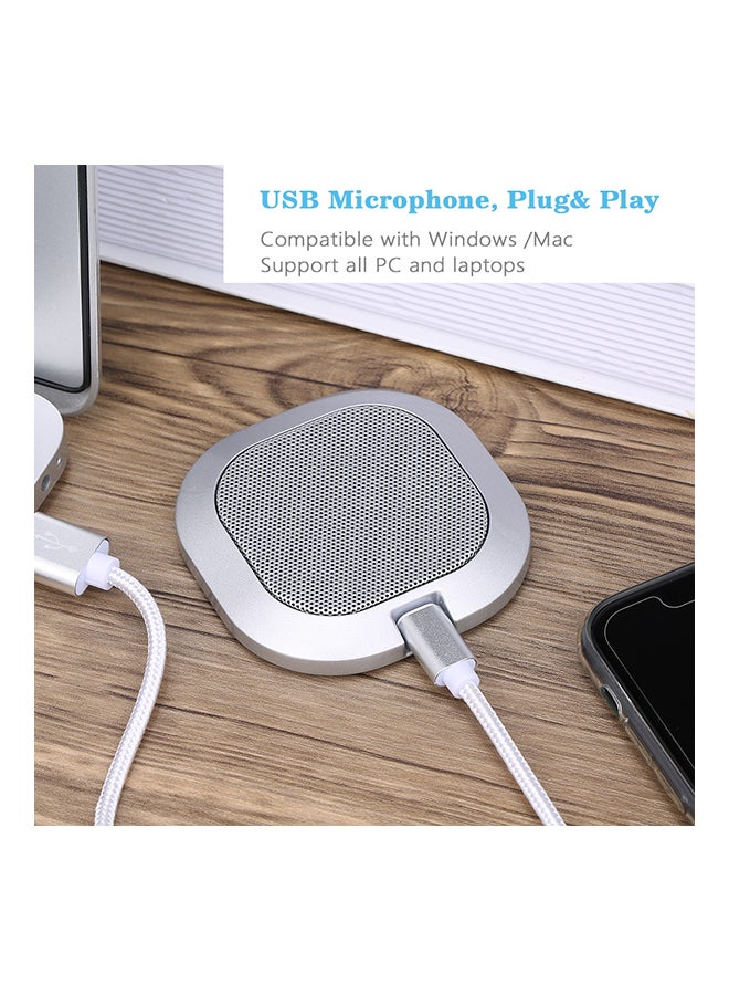 Generic Mini Portable USB 360 ​​Degree Omnidirectional Microphone V6487 Silver  - Image 2