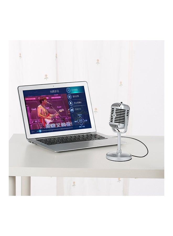 Kubite Classic Karaoke Wired Microphone V6444 Silver - Image 3