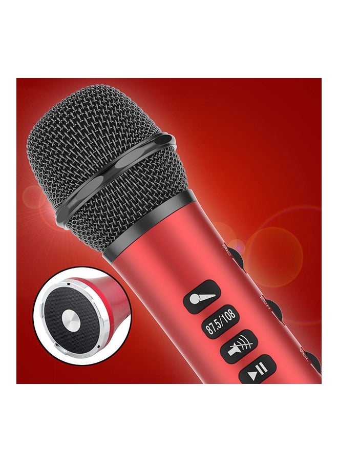 2 in1 Karaoke Microphone Wireless Bluetooth Speaker V6440 Red - Image 2