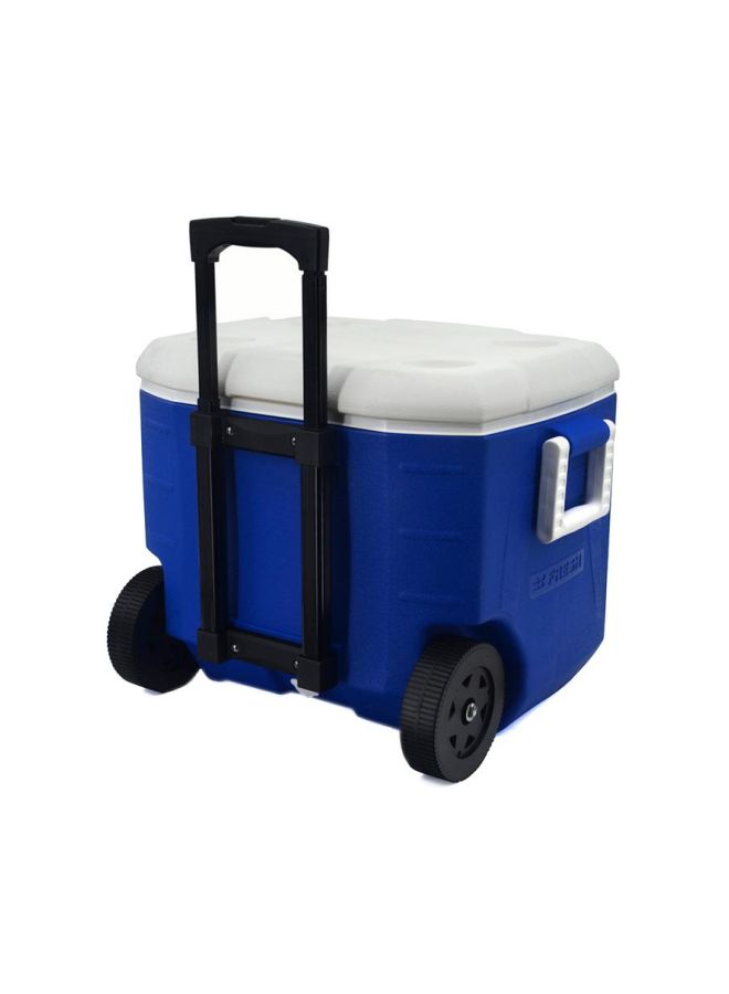 فريش مبرد مشروبات مزود بمقبض وعجلات أزرق/ أبيض - Image 2