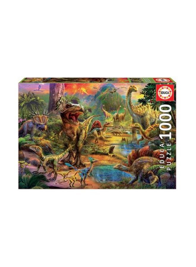 ايديوسا طقم لعبة البازل بتصميم أرض الديناصورات مكون من 1000 قطعة
