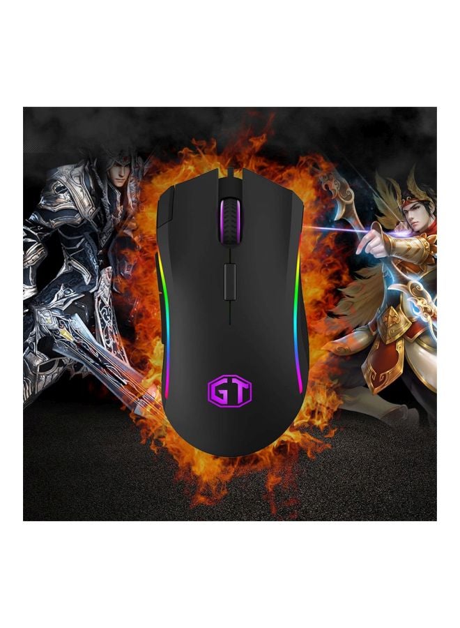 DELUX Luminous Shining Wired Mouse Black/Purple/Yellow - Image 3