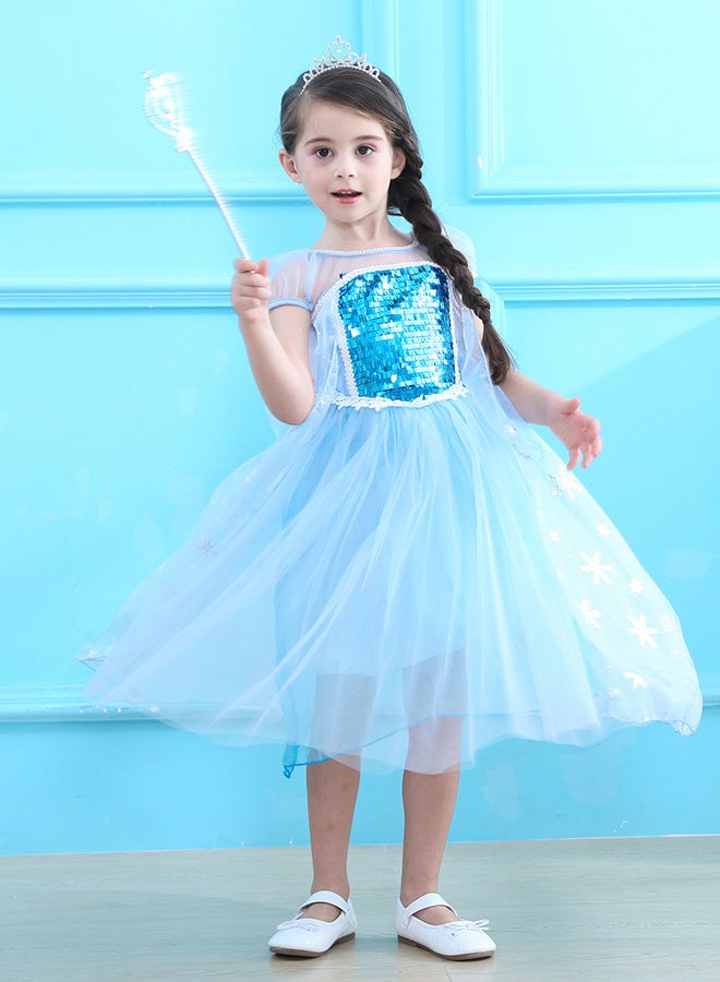 Frozen Princess Sequinsed Dress Blue  - Image 4