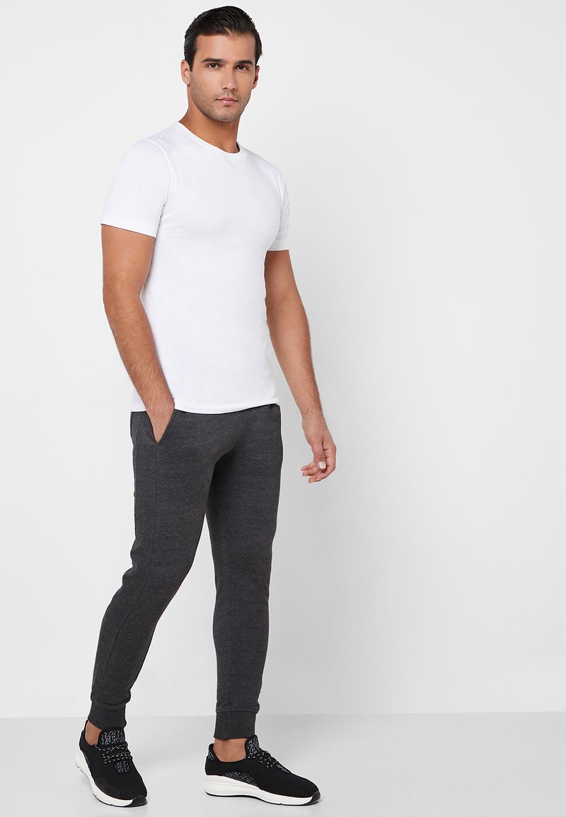 Textured Cuffed Sweatpants Grey