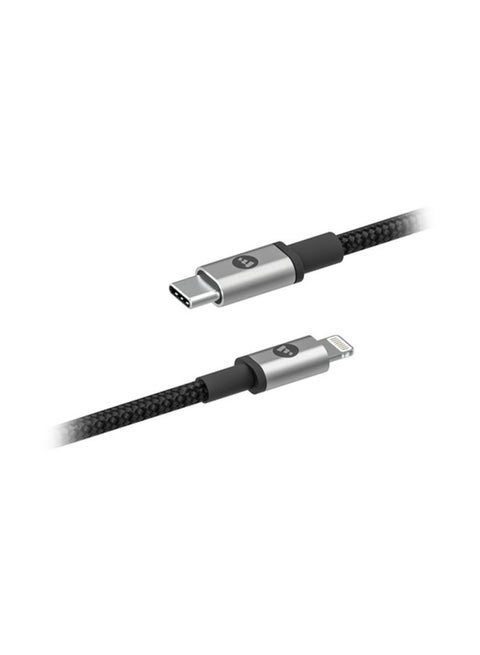 Braided USB C To Lightning Data Sync Charging Cable Black